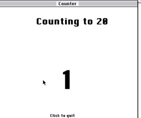 Twenty-four frames captured one second apart while the program ran