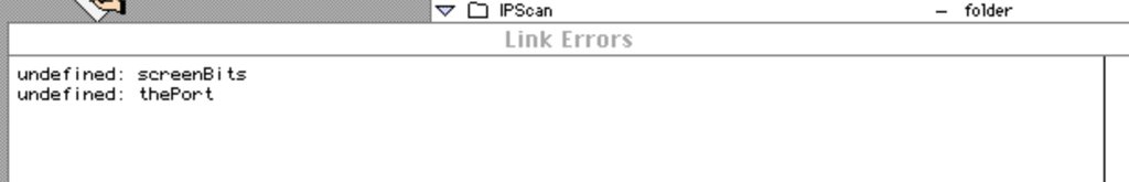 Link Errors: undefined: screenBits — undefined: thePort