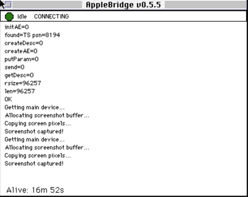 The daemon stuck on CONNECTING — the display frozen on the exact string set immediately before the blocking OTConnect call