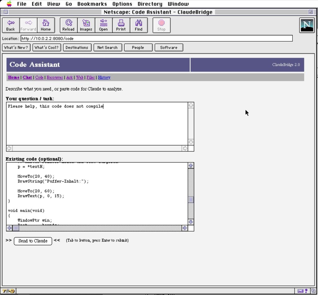 The Code Assistant with the test case pasted in — the question targets only the compiler