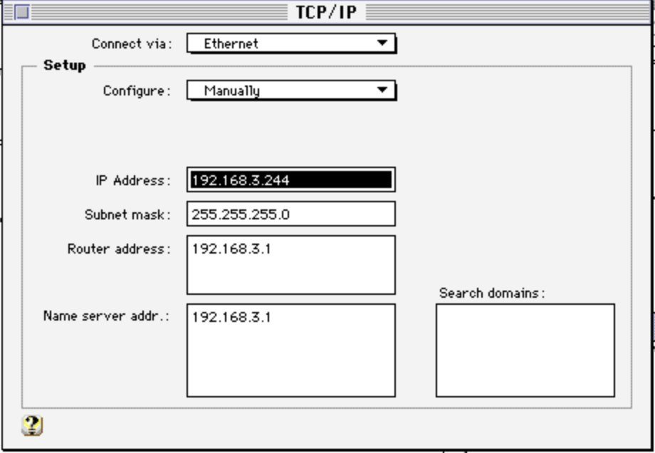 The TCP/IP control panel under System 7.6.1 in bridge mode