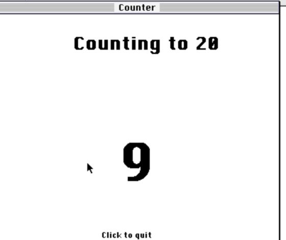 The window mid-count, drawn entirely in code — no resource fork, no dialog template